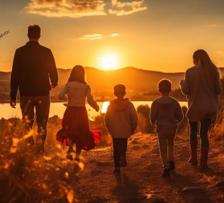 joyful-family-enjoying-sunset-run-outdoor